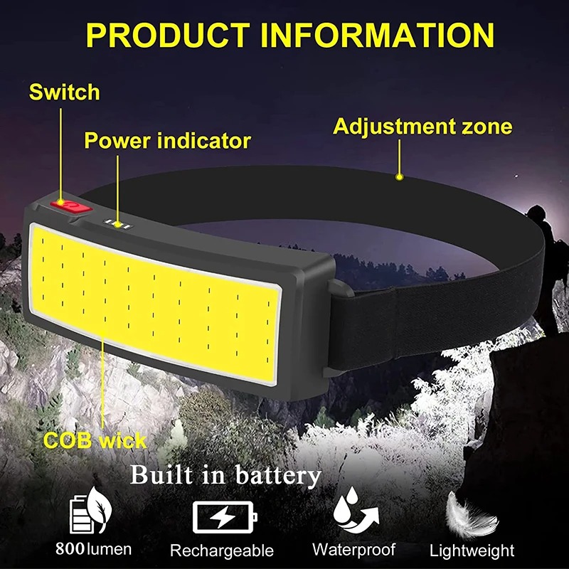 Powerful COB LED Headlamp 4 Li - Led Flood Light ulasan dan harga