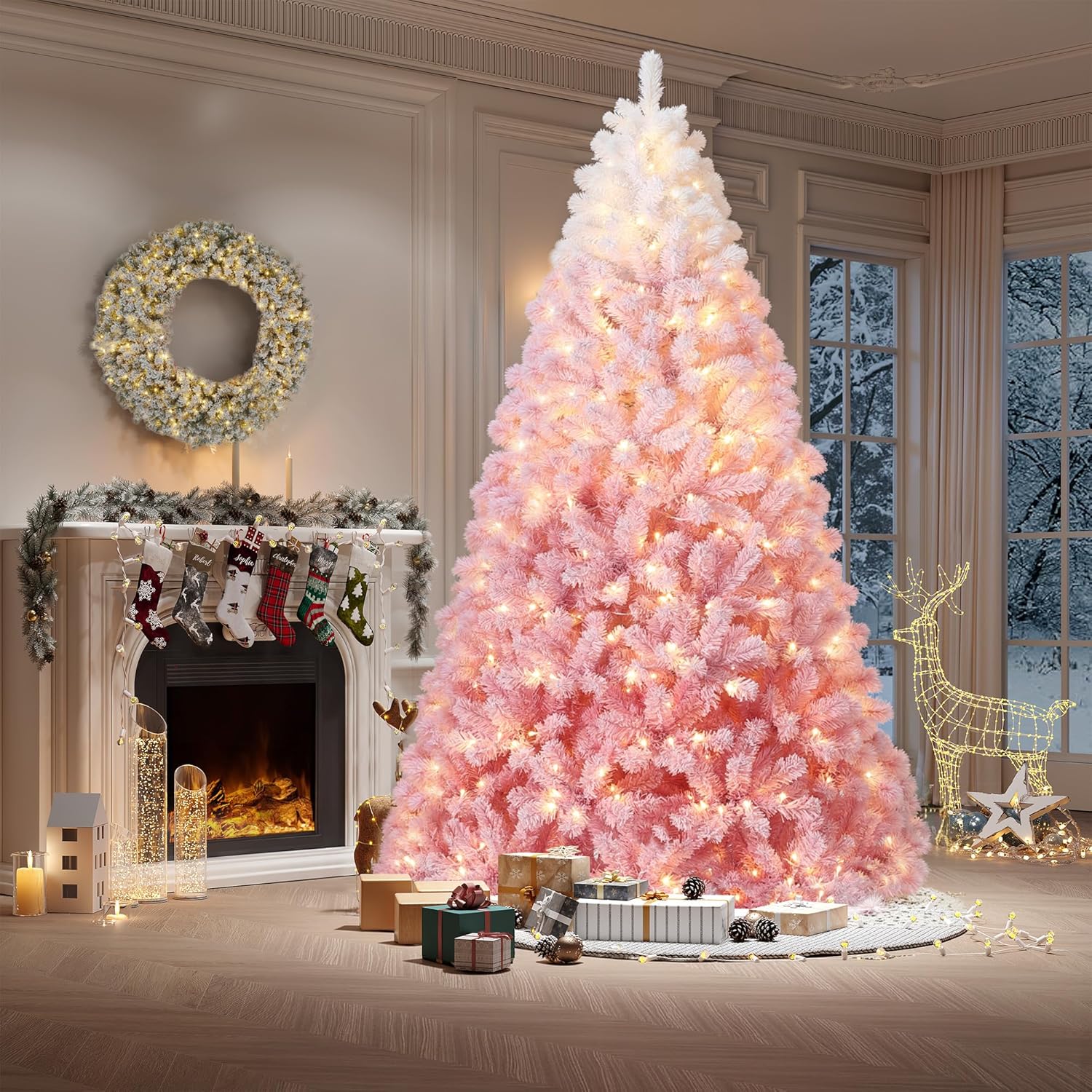 9Ft Pre-Lit Artificial Christm - Xmas Outdoor Lighting Decorations ulasan dan harga