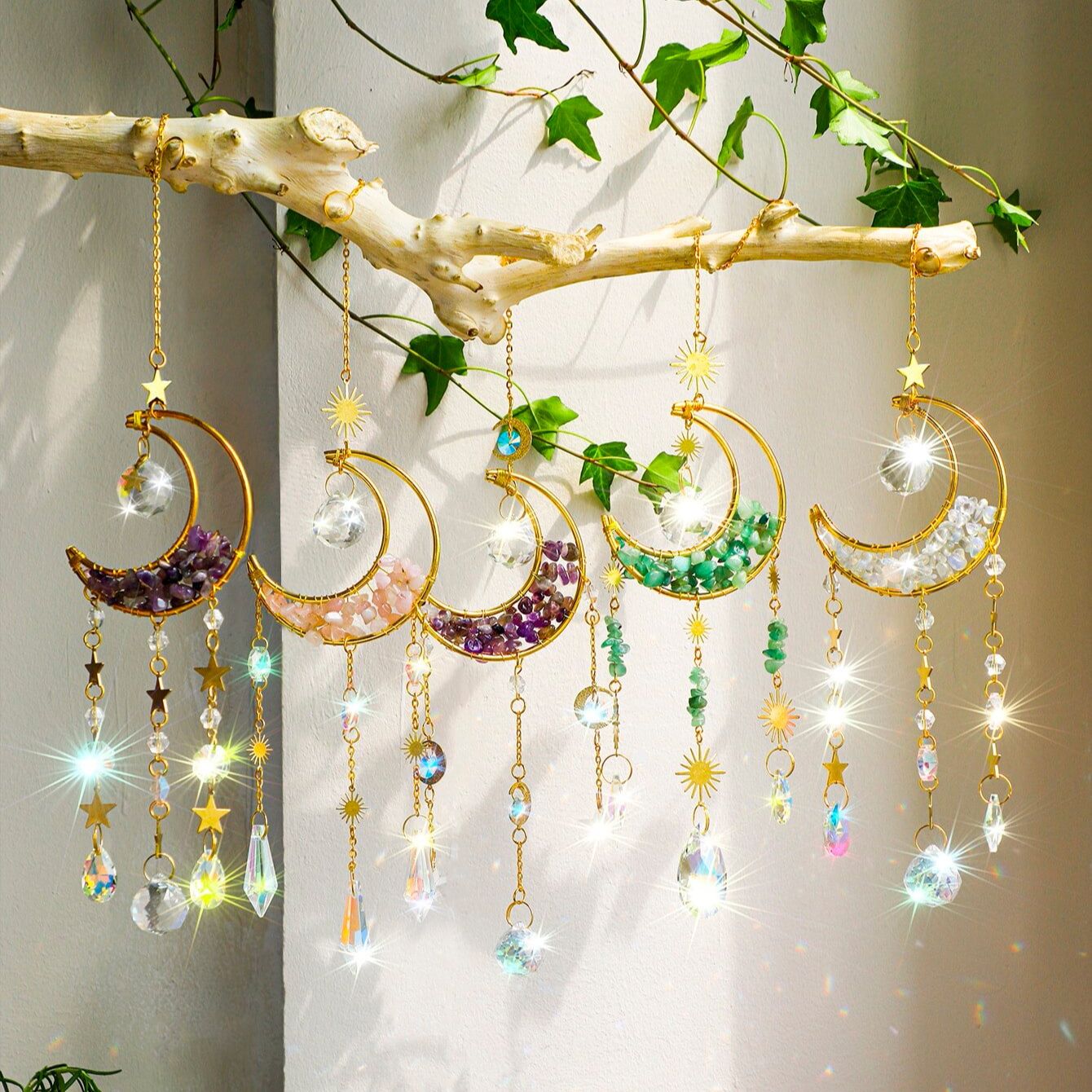 Crystal  Suncatcher Moon Ameth - Xmas Outdoor Lighting Decorations ulasan dan harga