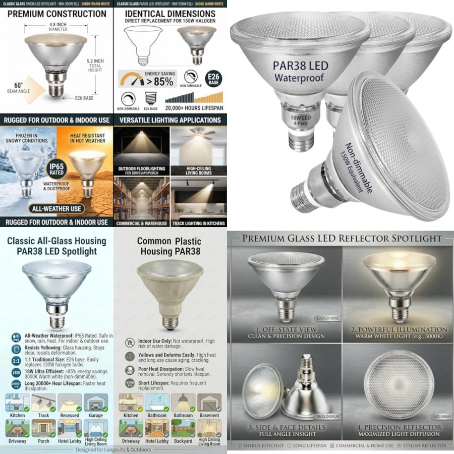 Glass Reflector PAR38 LED Bulb - Led Flood Light ulasan dan harga