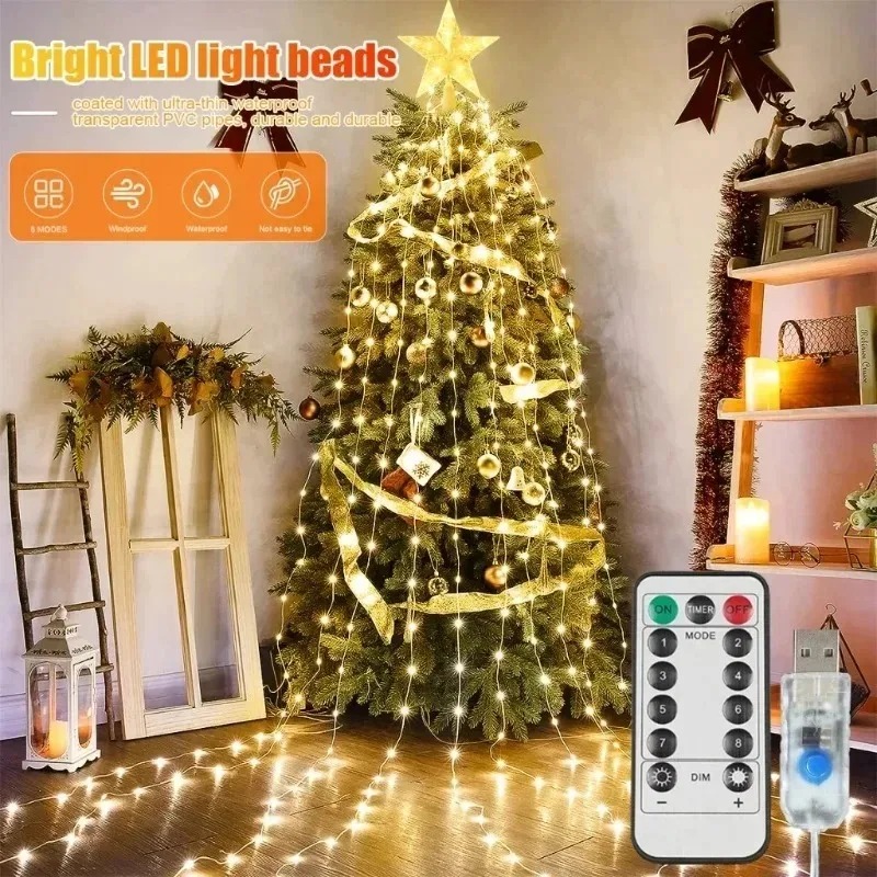 USB Powered 200LED Star Waterf - Xmas Outdoor Lighting Decorations ulasan dan harga